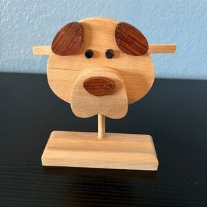 Wooden Dog Eye Glass Holder